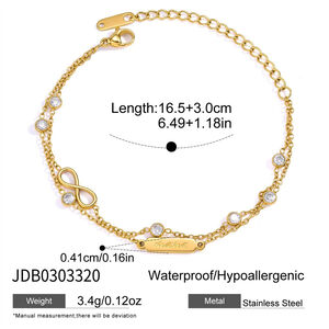 Simple Series Elegant Infinity Stainless Steel Waterproof Gold Color Pearl Women's Chain Bracelets h5