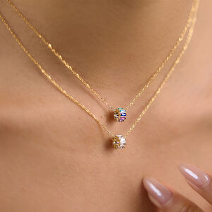 Simple Circle Stainless Steel Waterproof Gold Color Zircon Women's Pendant Necklaces h5 Picture2