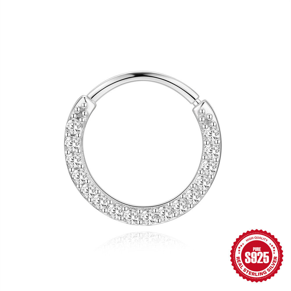Simple Series Retro Solid Color Circle S925 Platinum Plating Moissanite Women's Moissanite Earrings 