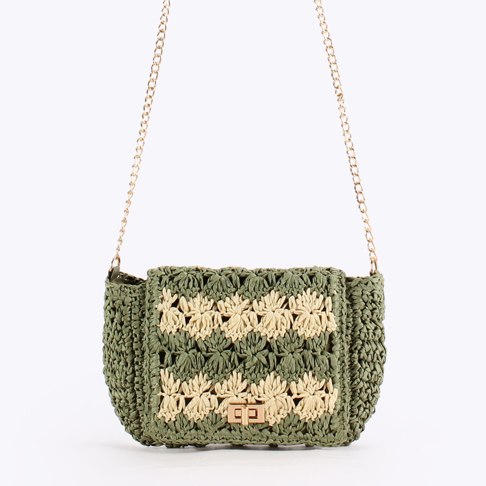Casual Style Woven Mixed Color Woven Raffia Women's Square Bag