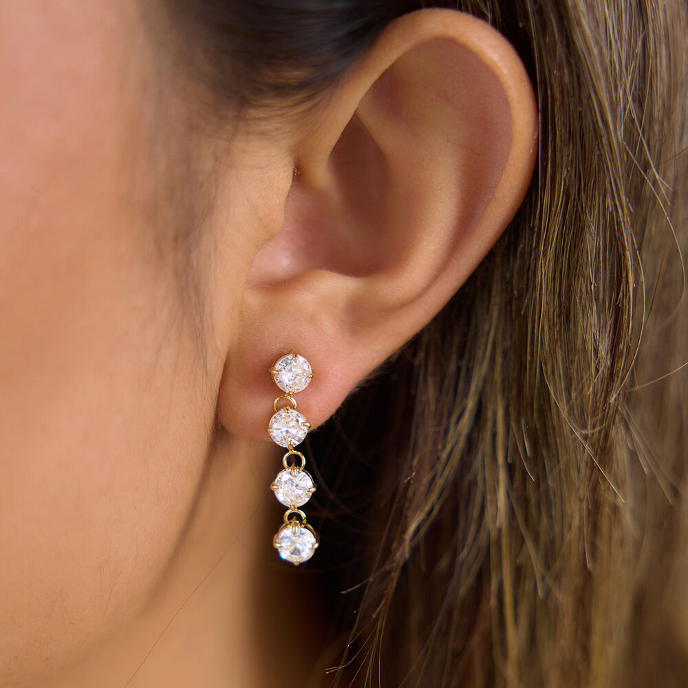 Luxurious Series Simple Tassel Circle Stainless Steel Waterproof Gold Color Zircon Women's Drop Earrings h5Picture3