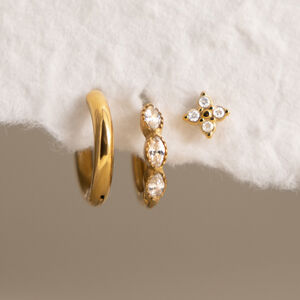 Romantic Series Simple Flower Stainless Steel Waterproof Zircon Women's Earring Sets h5 Picture3