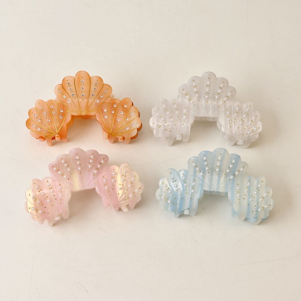 Simple Series Vacation Solid Color Oceanic Style Shell Gradient Color Acetate Artificial Pearl Hair Claws h5Picture2