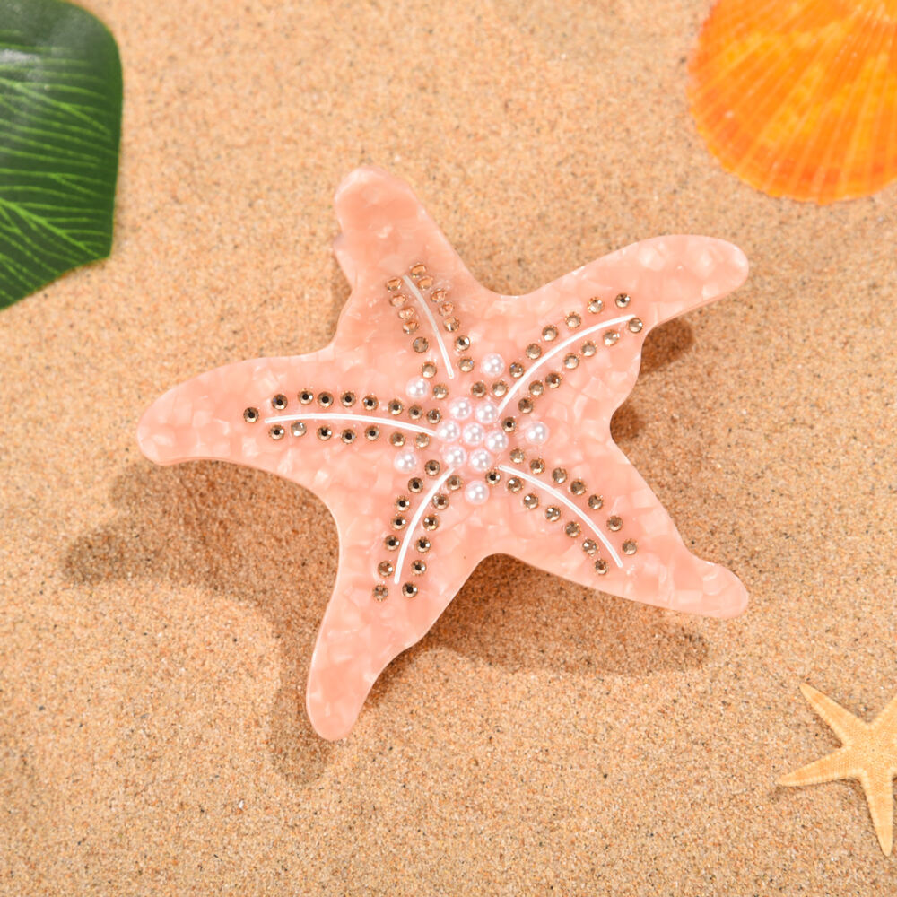 Romantic Series Vacation Animal Cartoon Oceanic Style Shell Fish Starfish Acetate Rhinestone Women's Hair Claws