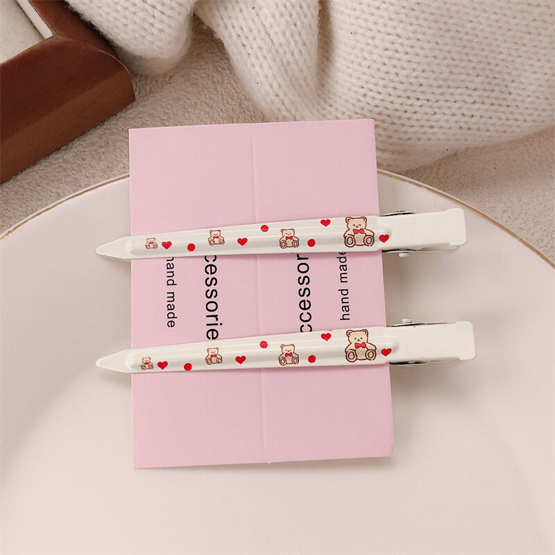 Simple Series Daily Bow Knot Solid Color Plaid Cherry Metal Hair Clips