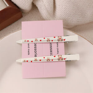 Simple Series Daily Bow Knot Solid Color Plaid Cherry Metal Hair Clips h5