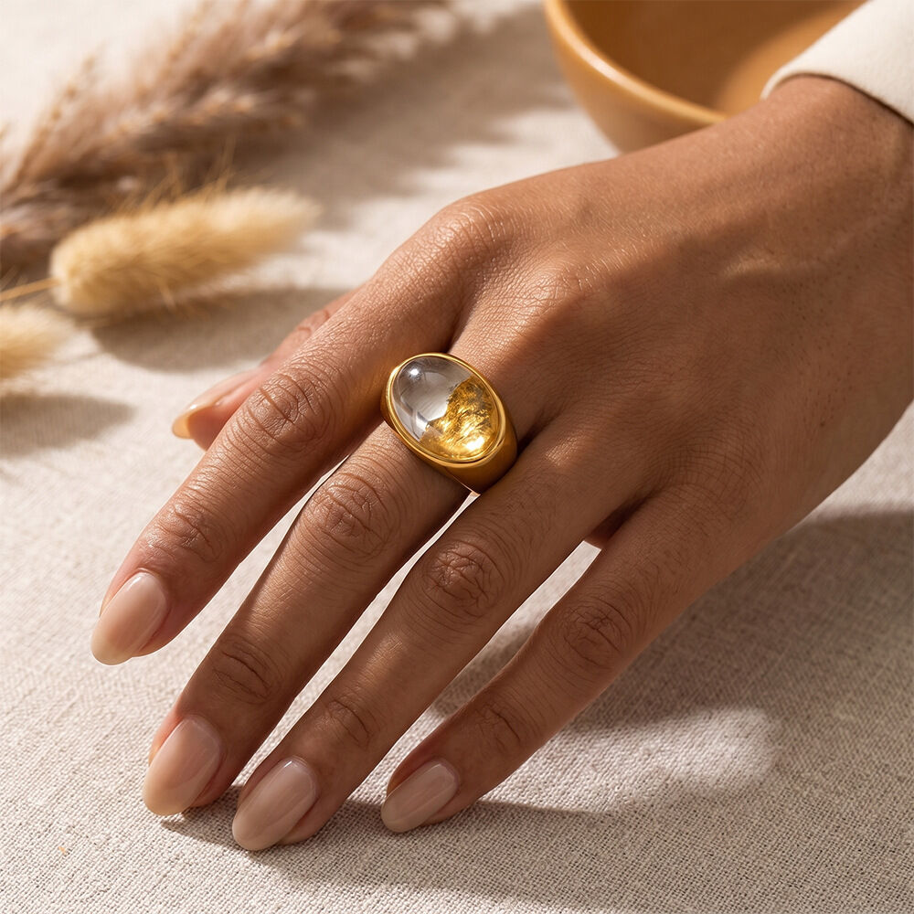 Simple Series Punk Ellipse Shape Statement Rings Resin Bild4