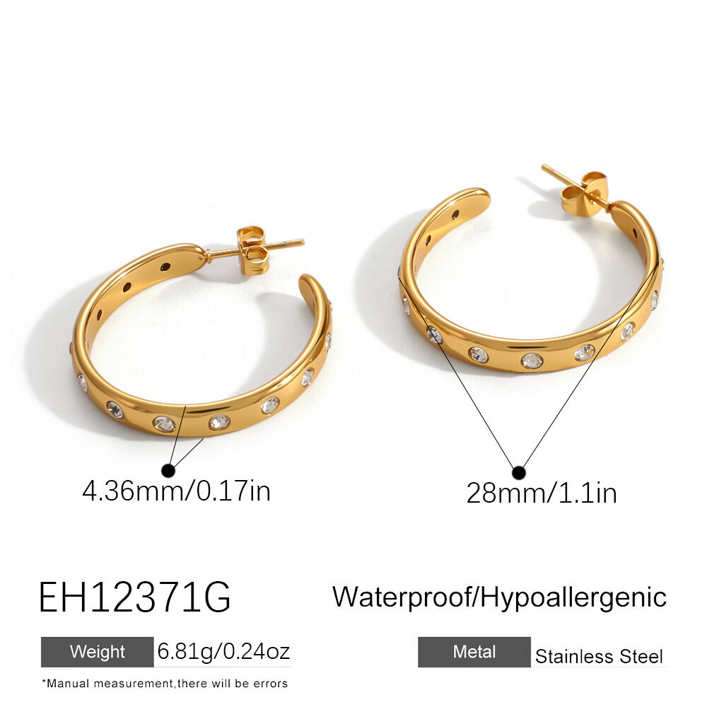 Simple Series Casual Circle Stainless Steel Waterproof Gold Color Women's Hoop Earrings