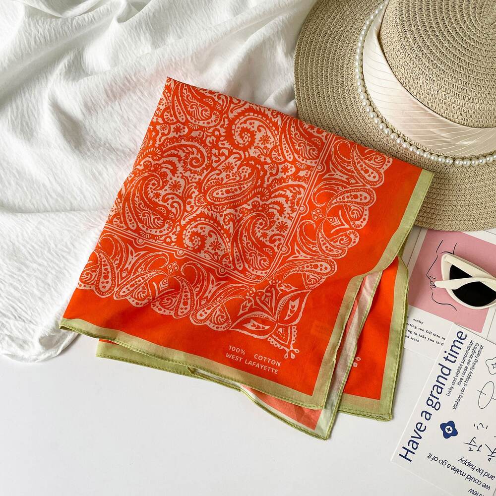 Écharpes d'été rétro en coton à motif cachemire multicolore pour femmes h5Image4