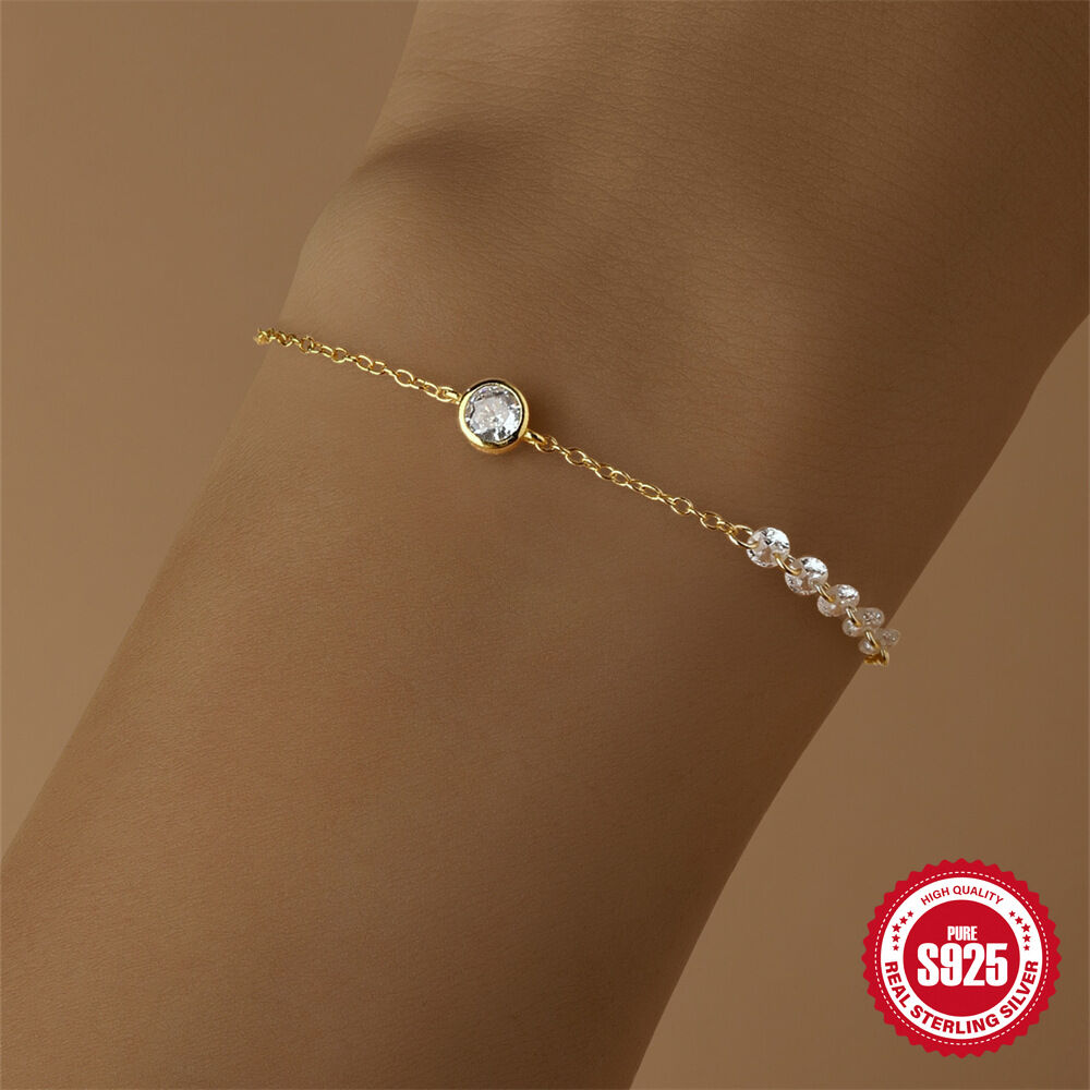 Luxuriöses Schmuckset aus der Serie „Elegante Kette mit Zirkonia“ in Goldfarbe (925) und Sterlingsilber (925) Bild3