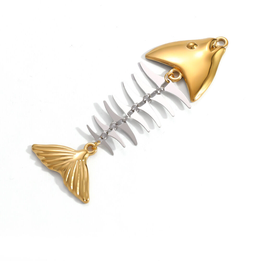 Romantic Series Diy Heart Oceanic Style Fish Stainless Steel Waterproof Gold Color Women's Pendants h5Picture5