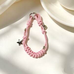 Simple Series Daily Solid Color Twist Key Star Woven Polyester Phone Chain h5