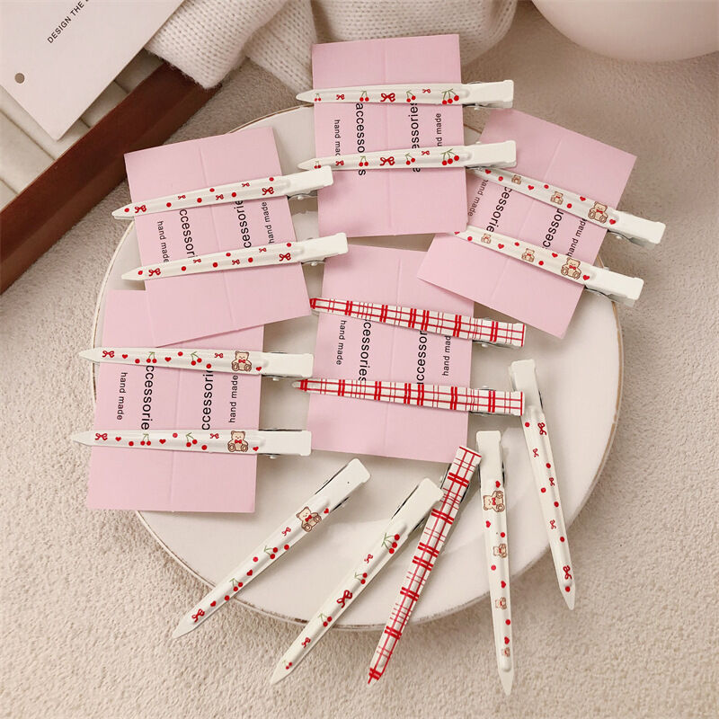Simple Series Daily Bow Knot Solid Color Plaid Cherry Metal Hair Clips Picture3