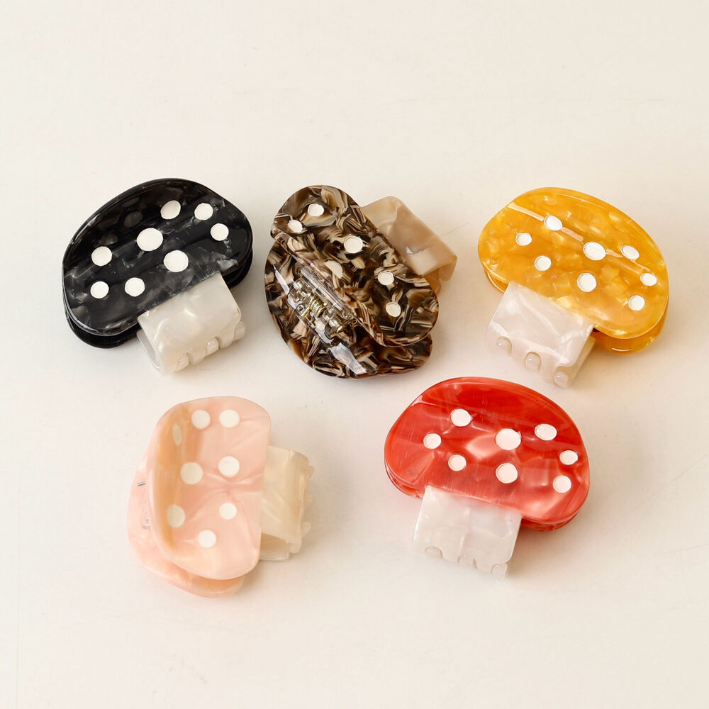 Simple Series Cute Polka Dots Mixed Color Mushroom Acetate Hair Claws h5Picture4