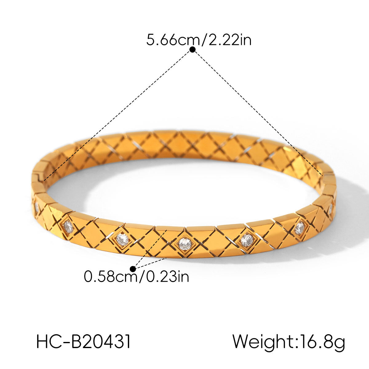 Simple Series Armreifen für Damen in Herz- und Ellipsenform, wasserdicht, goldfarben, mit Zirkonia Bild2