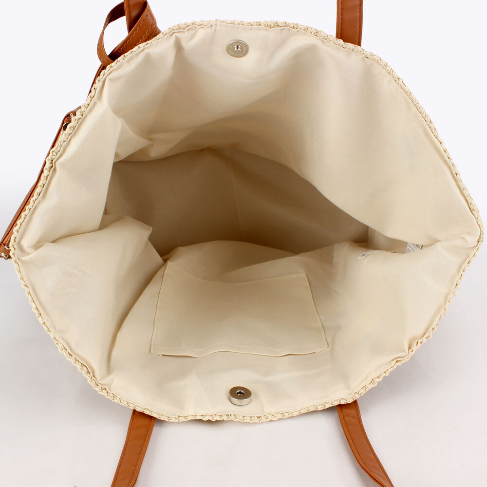 Casual Style Woven Stripe Mixed Color Woven Raffia Women's Tote Bag Picture3