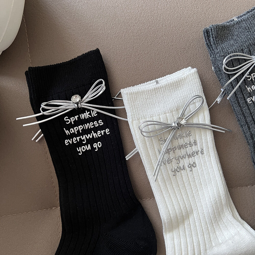 Elegant Solid Color Letters Mid-Calf Socks h5Picture3