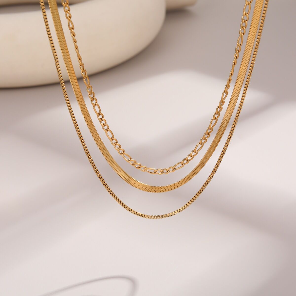 Simple Series Daily Chain Stainless Steel Waterproof Gold Color Women's Chain Necklaces Picture4
