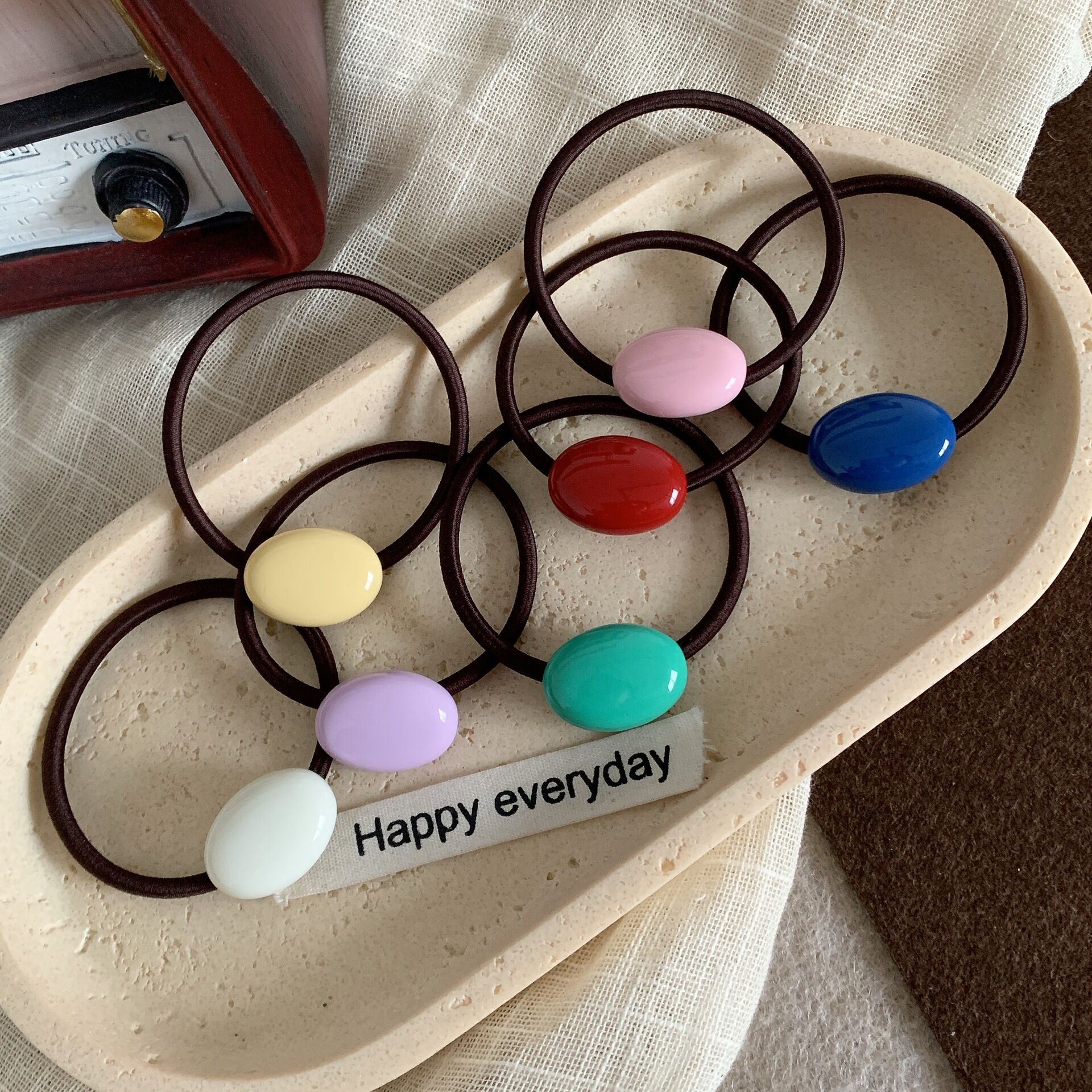 Simple Series Daily Solid Color Geometric Shape Acetate Hair Ties 2