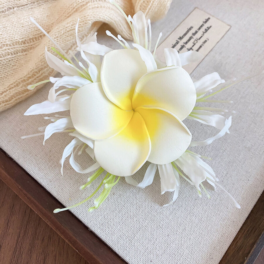 Pinzas para el cabello de tela con estampado floral degradado de la serie romántica "Vacaciones" Imagen2