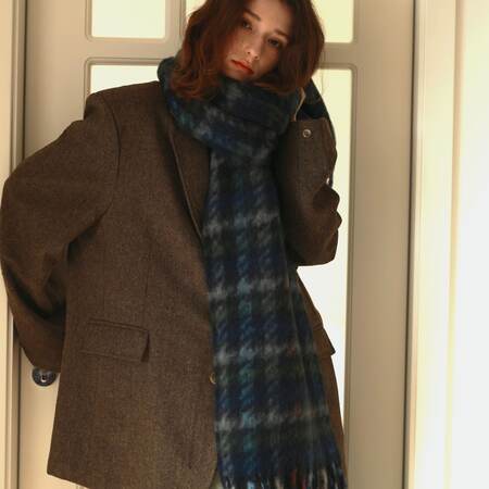 Einfache Serie Retro-Karo-Quasten-Winterschals Aus Woll-Polyester-Mischgewebe In Verschiedenen Farben 2