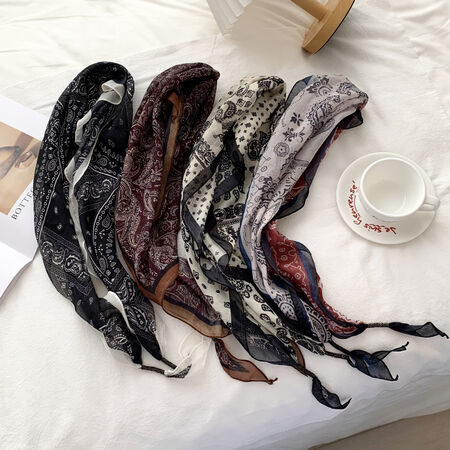 Ethnic Series Bohemian Stripe Paisley Pattern Polyester Summer Scarves 2