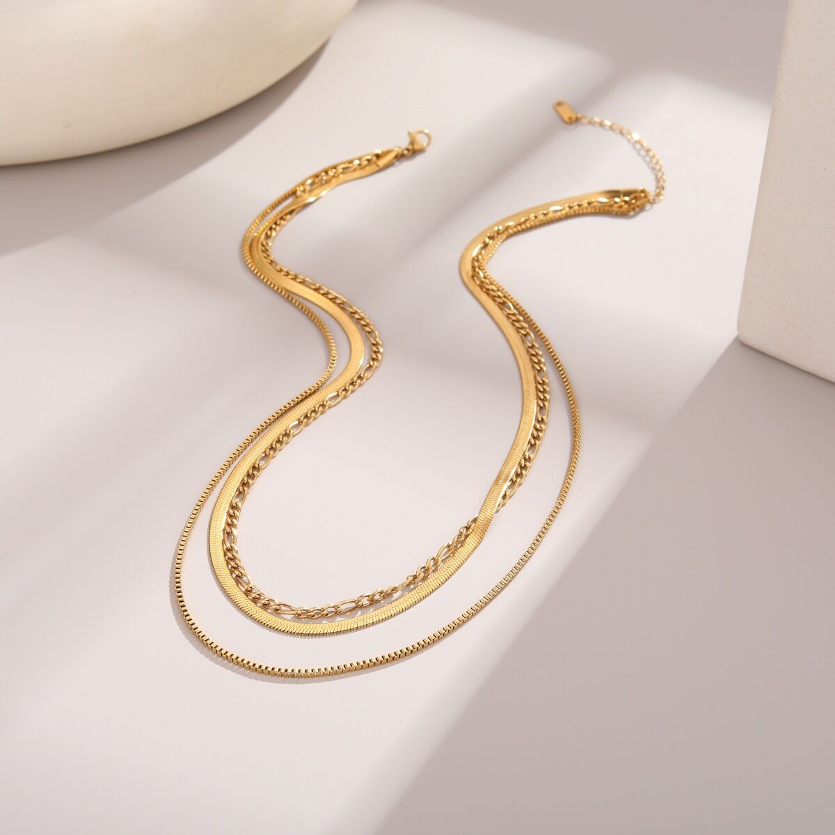 Simple Series Daily Chain Stainless Steel Waterproof Gold Color Women's Chain Necklaces 2