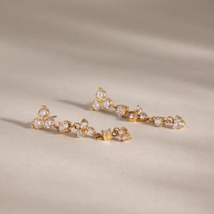 Romantic Series Elegant Flower Tassel Stainless Steel Waterproof Gold Color Zircon Women's Dangle Earrings h5 Picture4