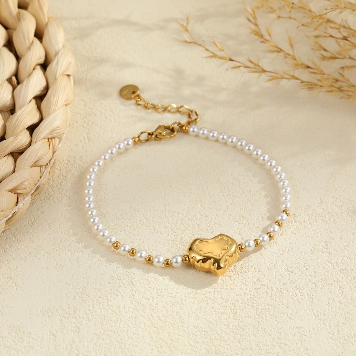 Simple Series Daily Heart Stainless Steel Waterproof   Gold Color  Women's Jewelry Sets h5 Picture3