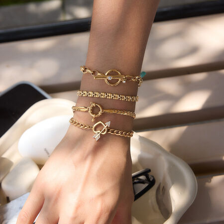 Simple Heart Chain Stainless Steel Waterproof Gold Color Women's Chain Bracelets 2
