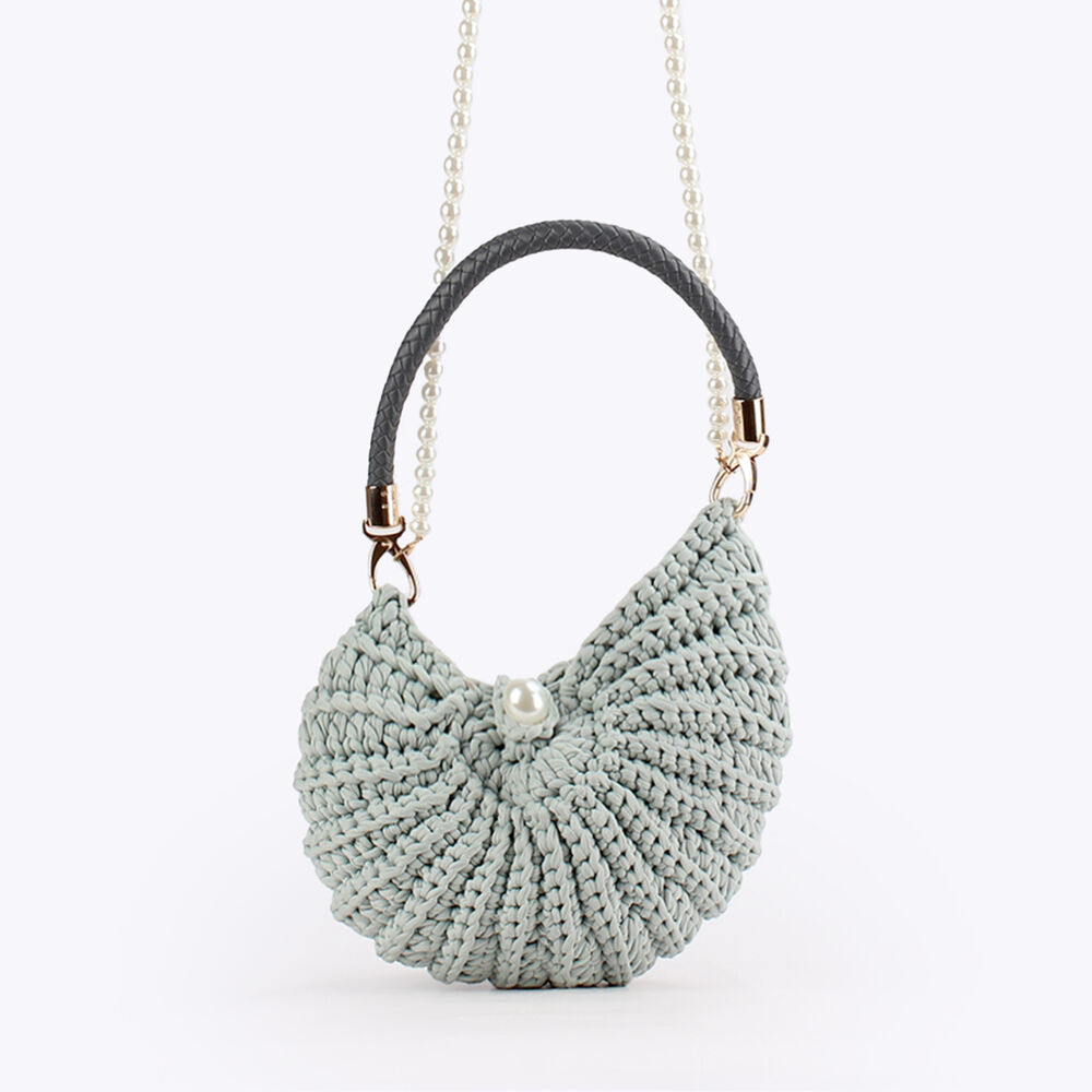 Vacation Style Woven Solid Color Oceanic Style Woven Shell Cotton Women's Round Bag