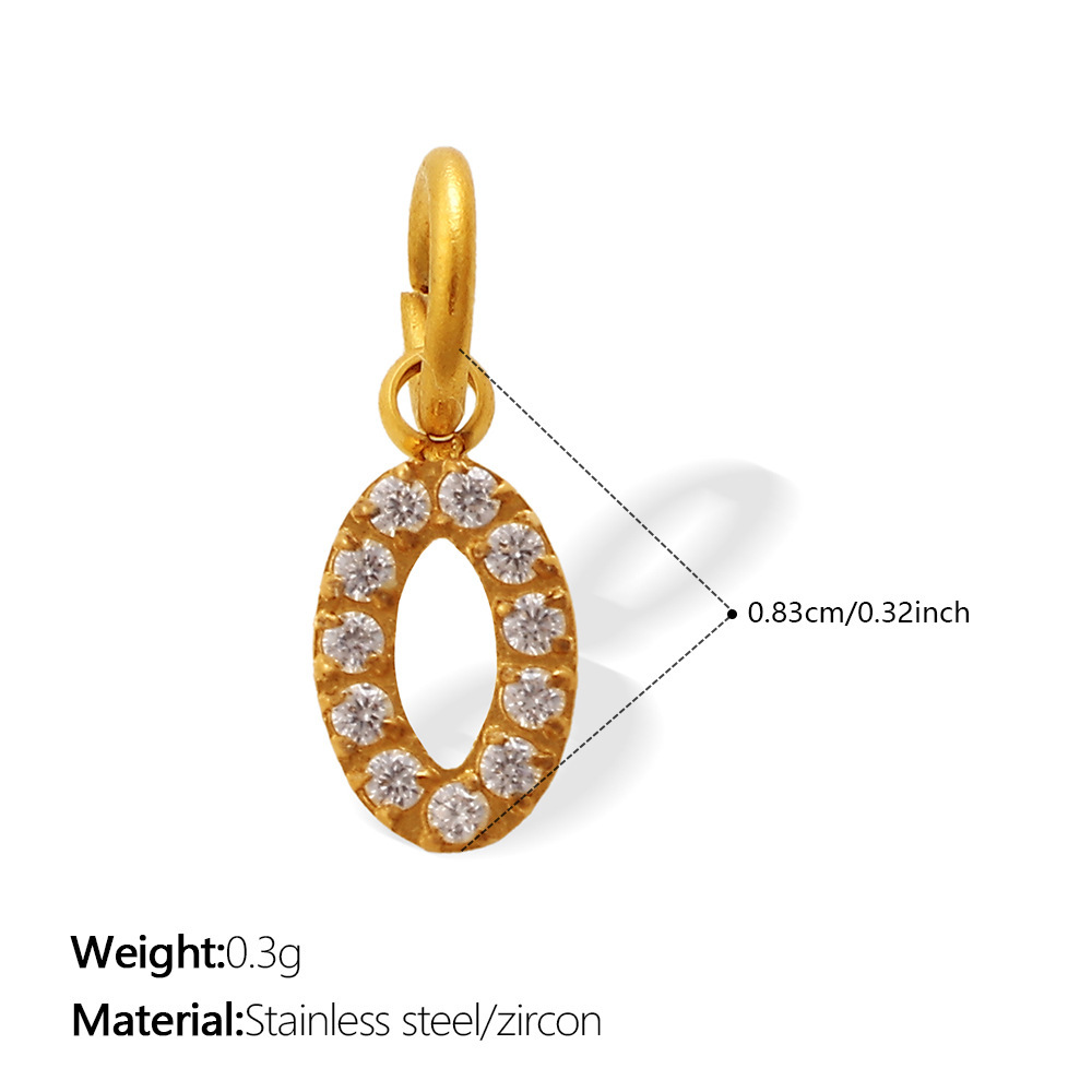 Daily Number Stainless Steel Waterproof Gold Color Zircon Pendants Picture2