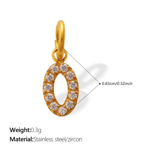 Daily Number Stainless Steel Waterproof Gold Color Zircon Pendants h5 Picture2