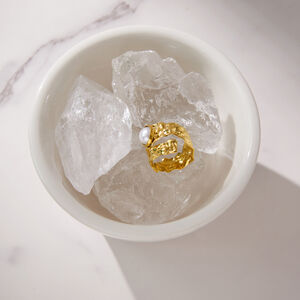 Simple Series Casual Irregular Shape Hammer Pattern Stainless Steel Waterproof Gold Color Statement Rings h5 Picture3