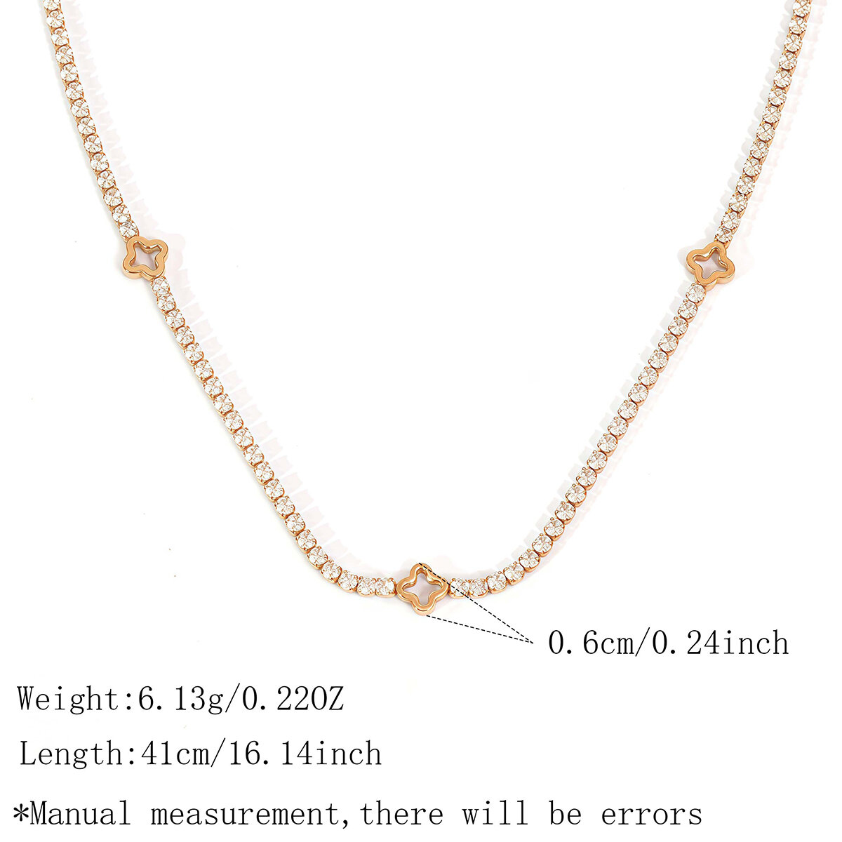Luxury Simple Daily Clover Stainless Steel Waterproof  Gold Color Zircon Women's Chain Necklaces 