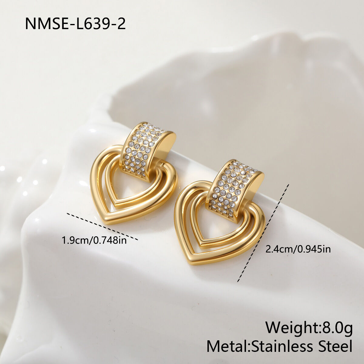 Simple Series Daily Heart Stainless Steel Gold Color Waterproof Women's Drop Earrings