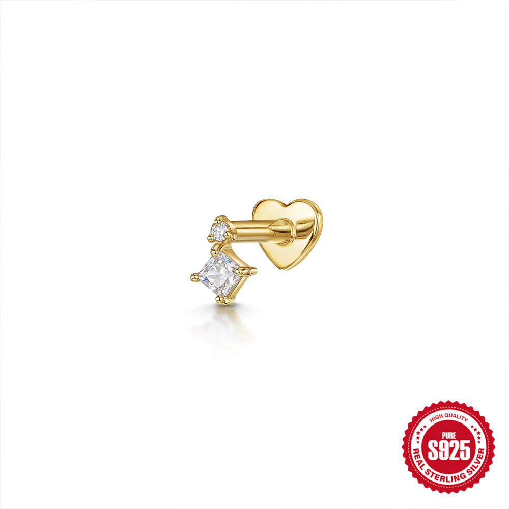 Simple Series Daily Irregular Shape Gold Color Zircon Women's 925 Sterling Silver Color Earrings h5Picture3