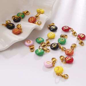 Simple Series Daily DIY Letter Stainless Steel Waterproof Gold Color Pendants h5 Picture2