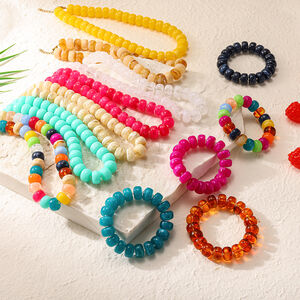 Ensembles de bijoux pour femmes en perles de vacances de la série ethnique, en acrylique doré h5 Image3