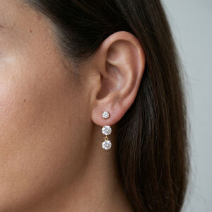 Simple Circle Stainless Steel Waterproof Gold Color Zircon Women's Drop Earrings h5 Picture4