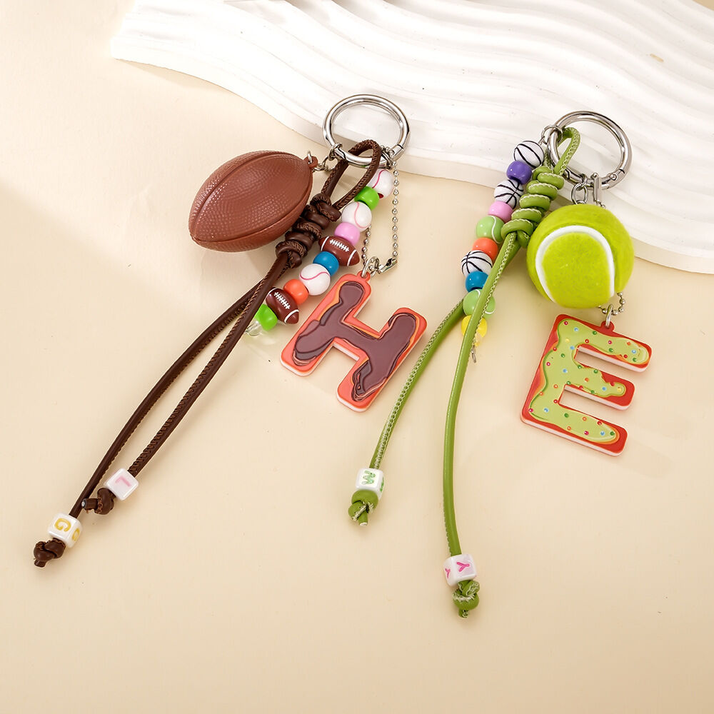 Simple Series Sports Letter Twist Beads Football Acrylic Bag Charms h5 Picture3