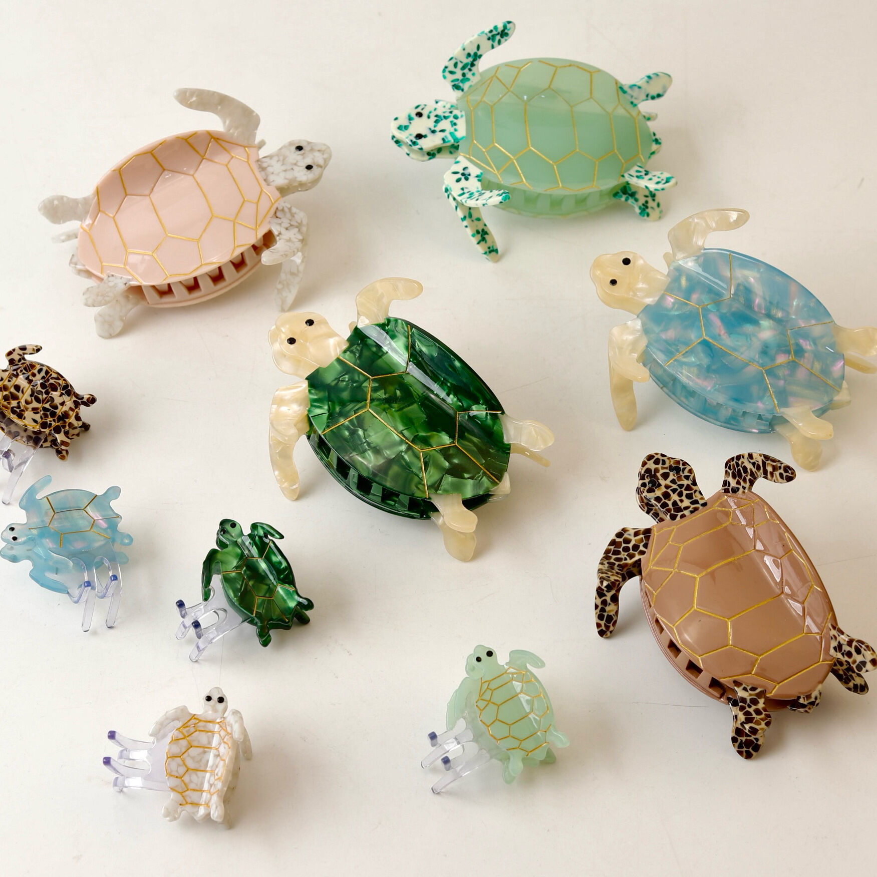 Simple Series Cute Turtle Cartoon Oceanic Style Mixed Color Gradient Color Acetate Hair Claws