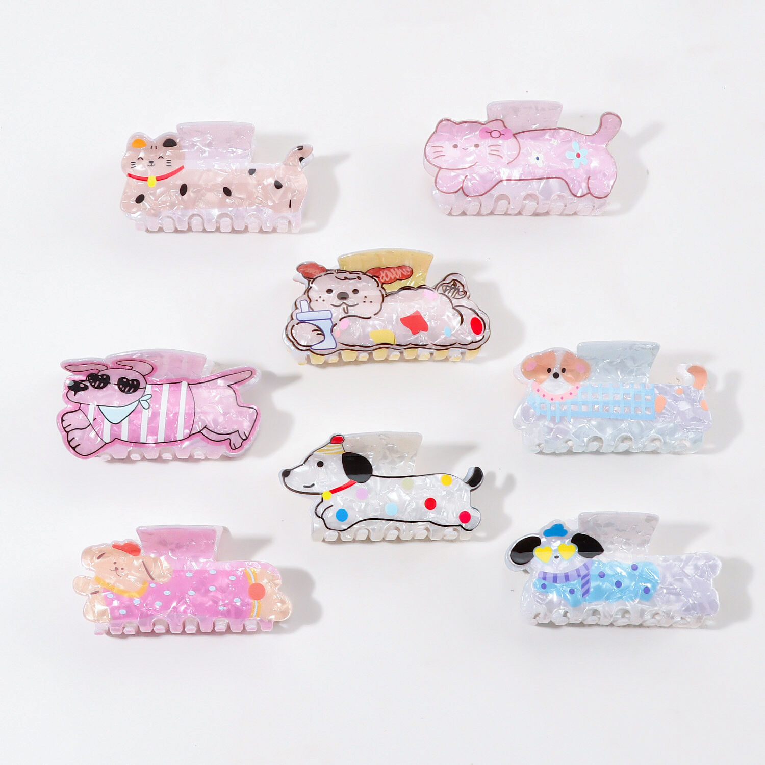 Simple Series Cute Puppy Cartoon Mixed Color Acrylic Hair Claws Picture3