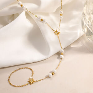Simple Series Retro Sun Star Moon Stainless Steel Waterproof Gold Color Women's Charm Bracelets h5 Picture2