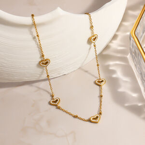 Simple Series Elegant Heart Chain Stainless Steel Waterproof Gold Color Women's Chain Necklaces h5 Picture2