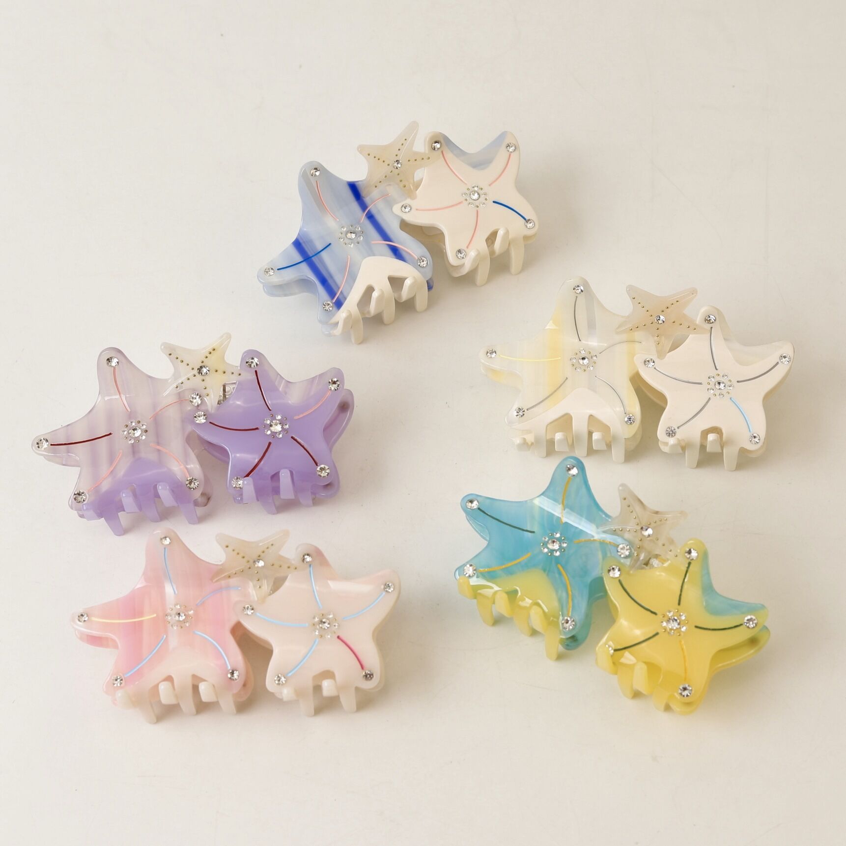 Simple Series Natural Oceanic Style Starfish Gradient Color Acetate Rhinestone Hair Claws Picture2