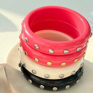 Punk Solid Color Rivet Resin Women's Bangles h5 Picture2