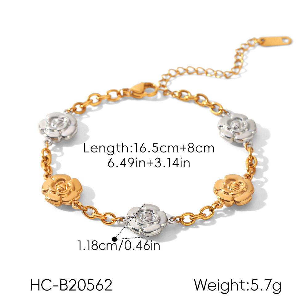 Simple Series Daily Flower Stainless Steel Waterproof Gold Color Women's Chain Necklaces h5Picture2