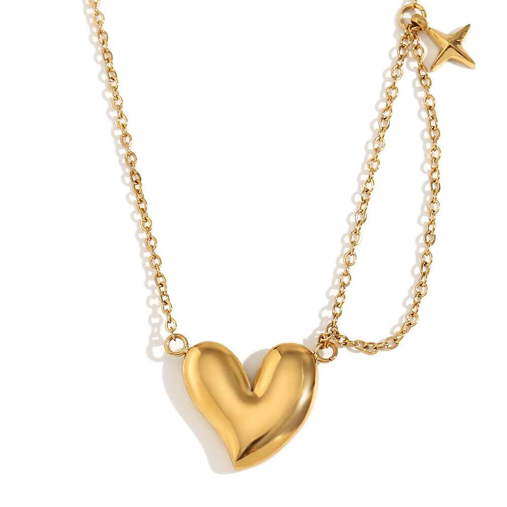 Collares con colgante sencillos de acero inoxidable con forma de corazón, resistentes al agua, para mujer. h5Imagen4