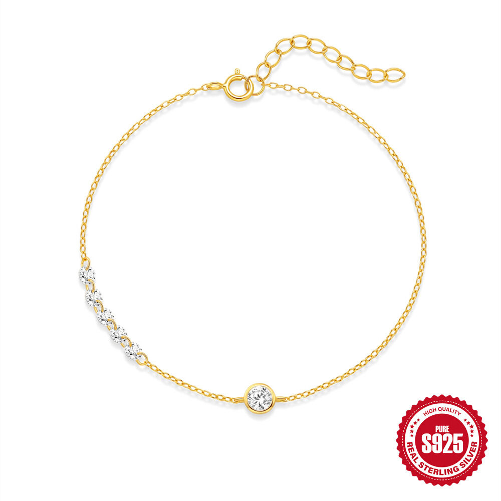 Luxuriöses Schmuckset aus der Serie „Elegante Kette mit Zirkonia“ in Goldfarbe (925) und Sterlingsilber (925) 